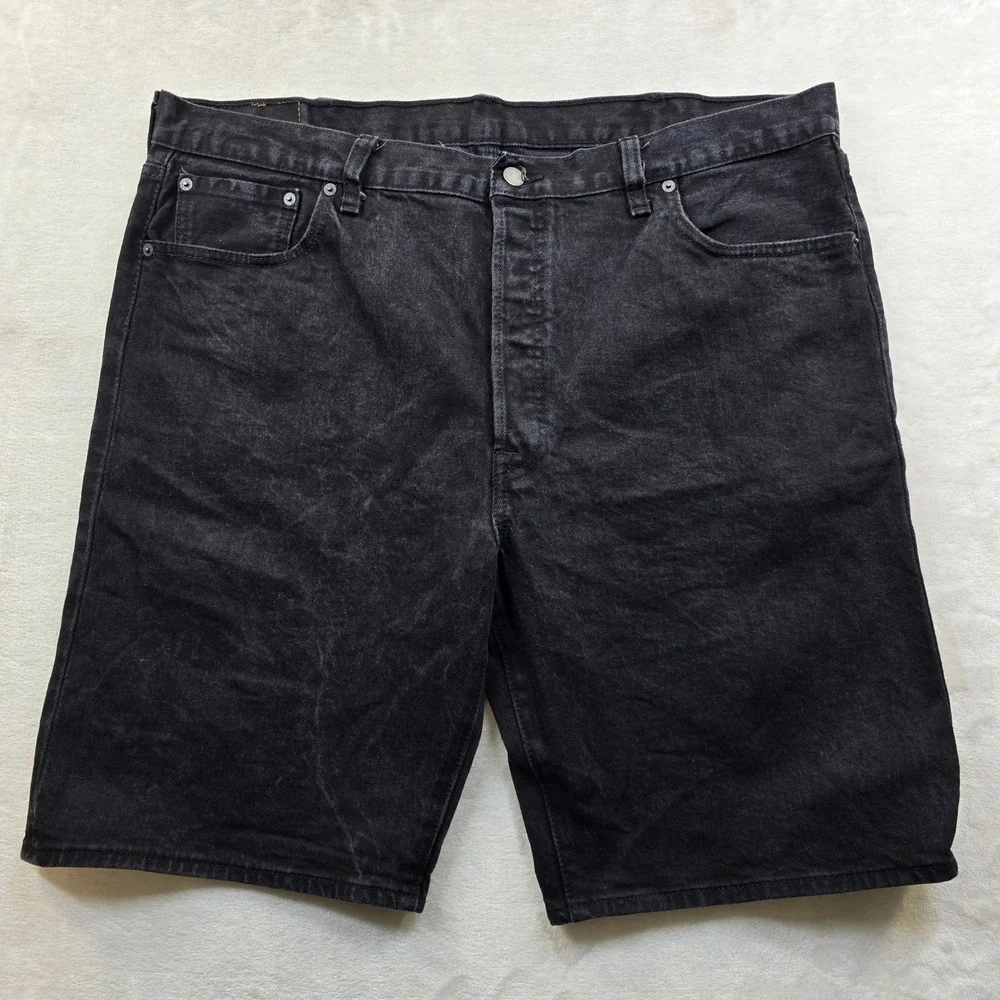 Levi's 501 Denim Shorts Mens 42 Black Jean Stretch Original Fit Button Fly‎